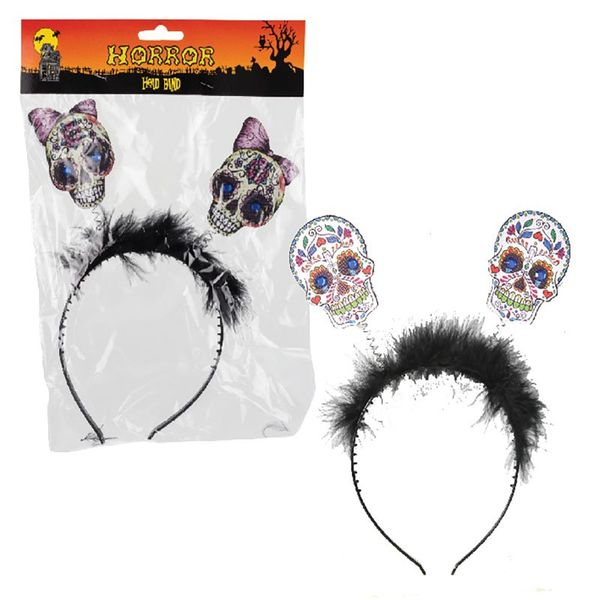 Bulk Pack x 6 Dress Up Headband Day Of Dead Skulls