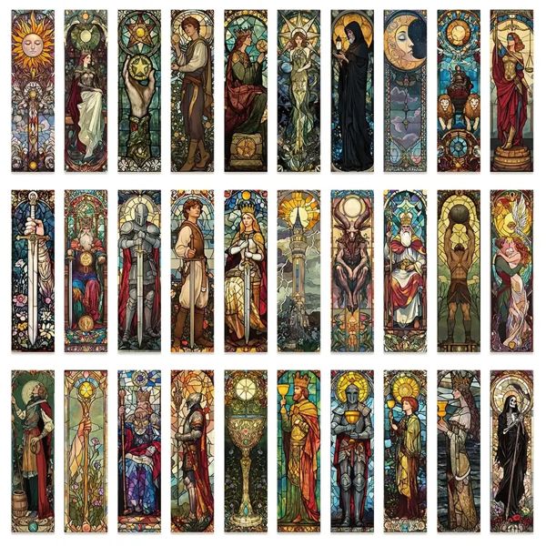 30 x Gothic Stained Glass Style Paper Bookmarks