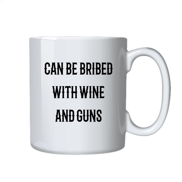 Wine and Guns Coffee Mug - Best Funny Novelty Cup Gift Ideas for Hunters