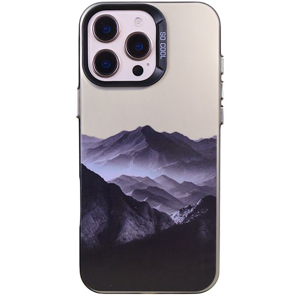 Phone Case with Mountain Design - 16 Pro - Silver Chrome