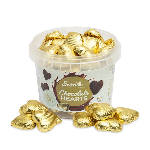 Sweetalk - Bulk Pack x50 Mini Chocolate Hearts Gold