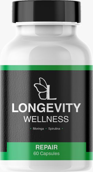 Longevity Wellness Repair (Moringa &amp; Spirulina Combo) 800mg Veggie Caps 60
