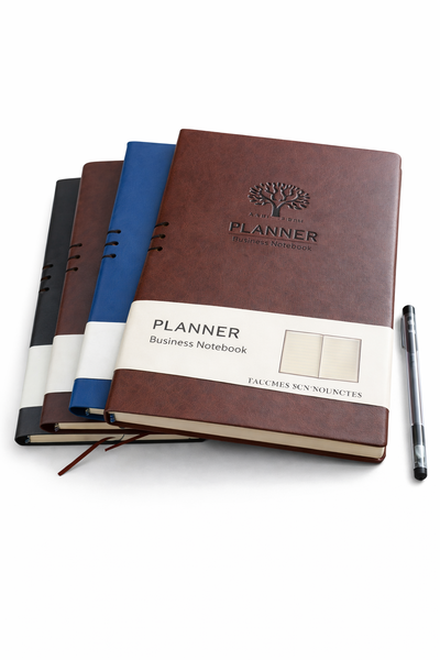B5 PU Leather Planner Business Notebook With 1 Pen100 Pages-4 x Notebooks