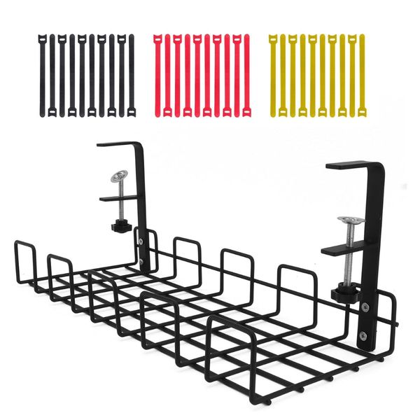 Under Desk Cable Management Organizer Rack 40cm - Black