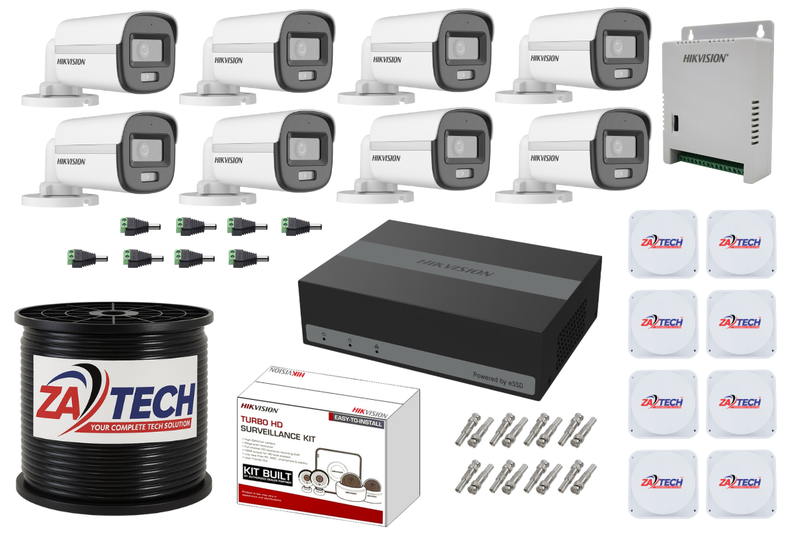 Hikvision 8CH ColorVu eDVR CCTV Kit with 1TB SSD, Zatech J box &amp; Cable roll