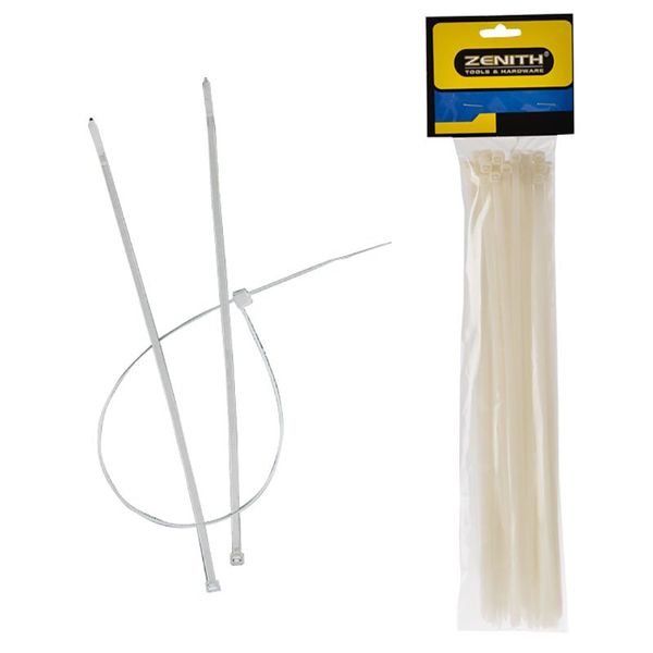Cable Ties - BPA-Free Plastic - White - 4.8cm x 300mm - 50 Pack - 8 Pack