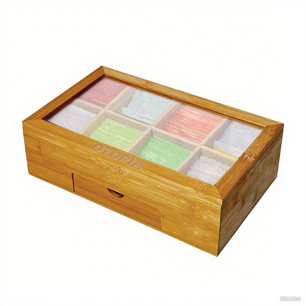 OTOPIA Bamboo Tea Bag Box and Coffee Storage Organizer with Drawer