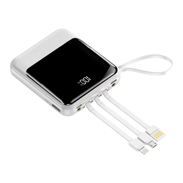 Fast Charging 10000mAh Power Bank With HD Power Display - White
