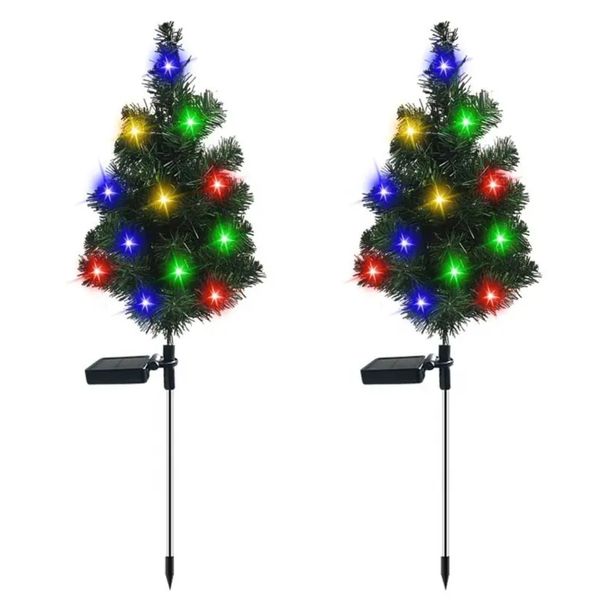 2 Mini Solar Christmas Tree for Decoration for outside.