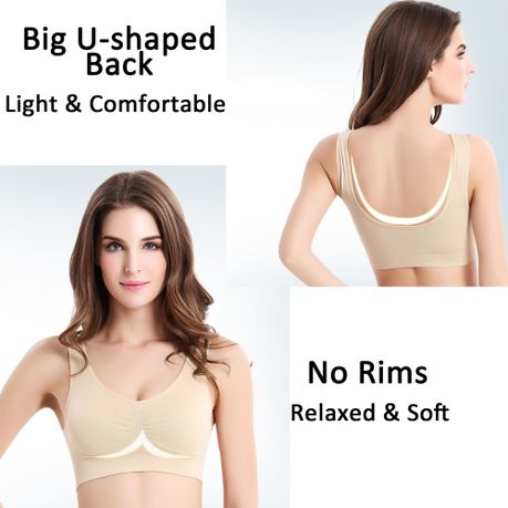 qiat MALL Women U-shaped Back Bra Front Closure Bra Comfortable Jacquard  Vest Style Bra for Middle-aged and Elderly Women Easy Close Front Buckle  Wide Straps Wireless 3/4 Cup Brassiere