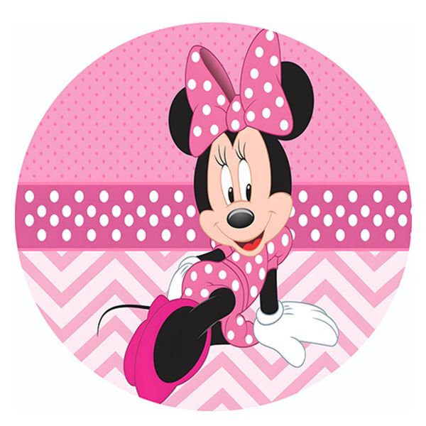 Minnie Mouse Round Wooden Vinyl Signage 40CM