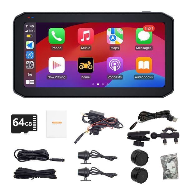 6.25" Motorcycle CarPlay Intelligent Navigator, Dual Channel, Touchscreen
