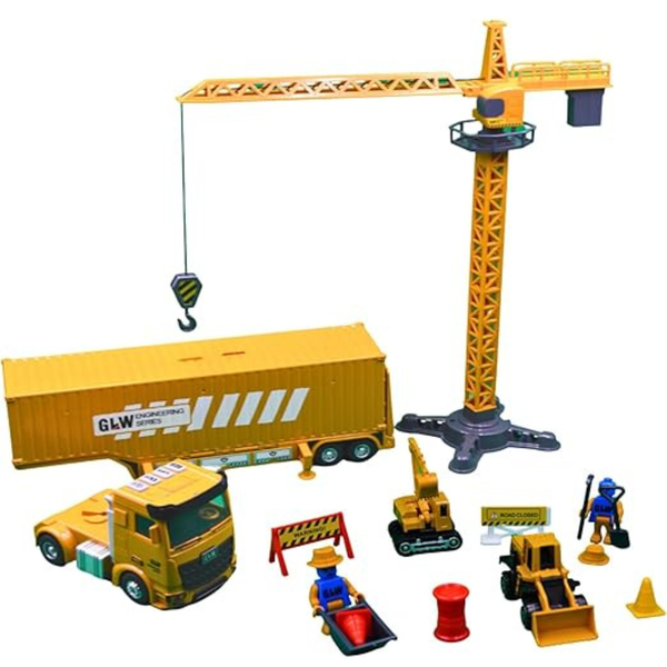 Mu Bear &amp; Co- Truck Toy with Crane- Kids Construction Set- 55 Pieces