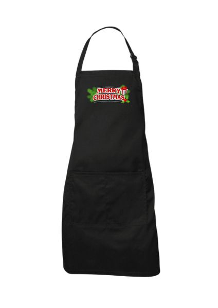 Merry Christmas Bold Gift Box and Misletoe Apron