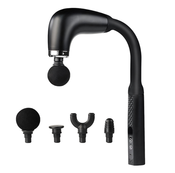 Massage Gun with Extended Handle, 4 Massage Heads, 9-Speed Adjustment