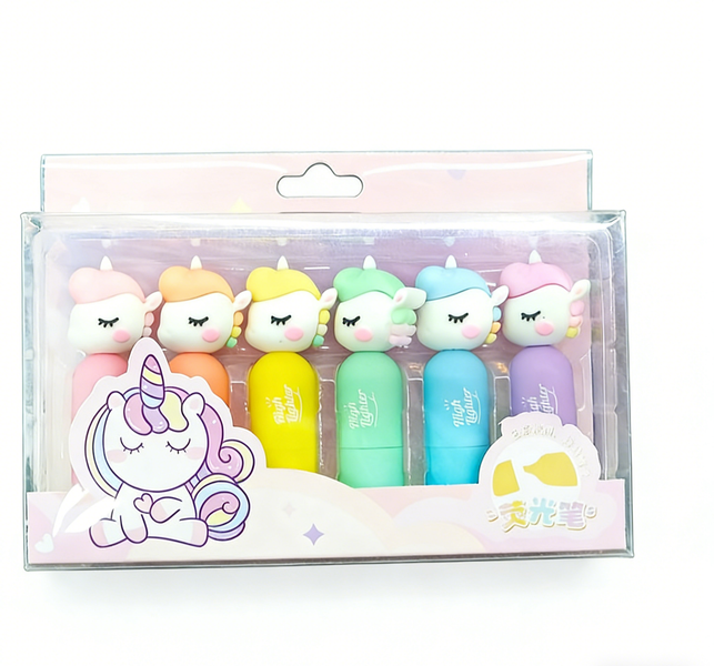 Vibrant Colorful Unicorn Highlighter Pens - For Journaling(Multicolour)