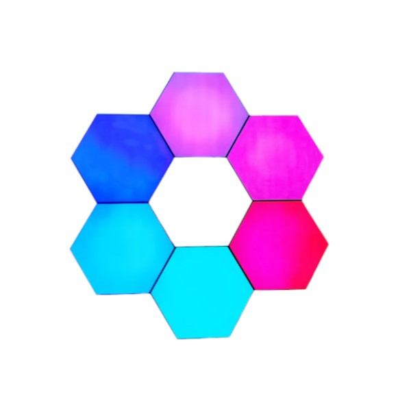 6 Piece Hexagon Wall-Mounted Honeycomb Design LED Lights With Remote