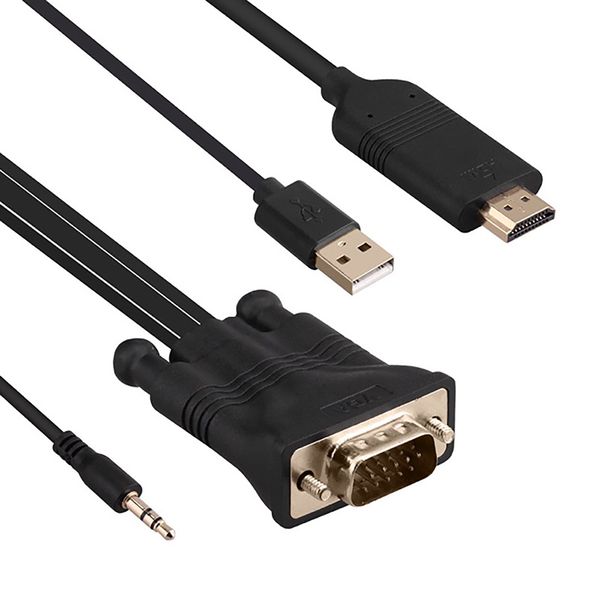 VGA Male to HDMI Male 3.5mm Male Audio Converter 1080P 60Hz