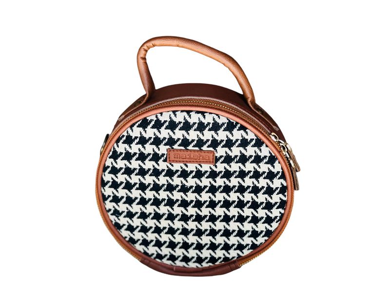 Monochrome Checks Classic Round Bag