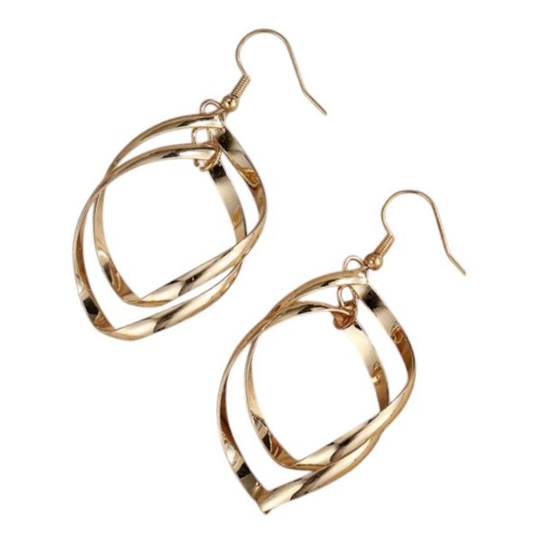 Elegant Twisted &amp; Layered Dangle Earrings - Gold