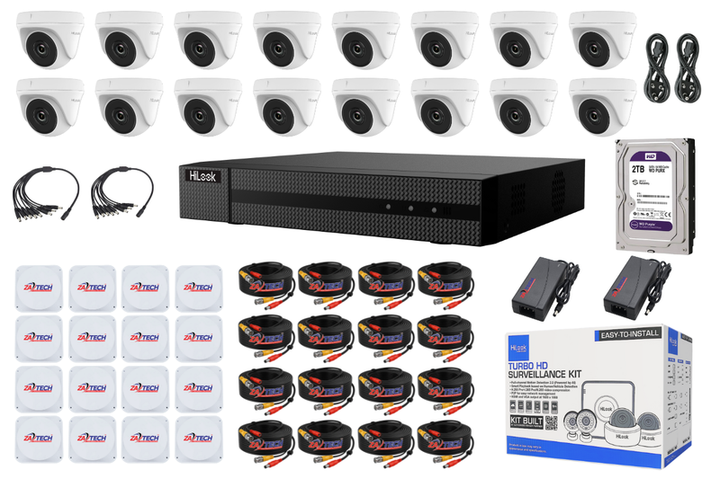 Hilook 16CH Dome Full CCTV Kit With 2TB HDD, Zatech Cables &amp; Junction Boxe