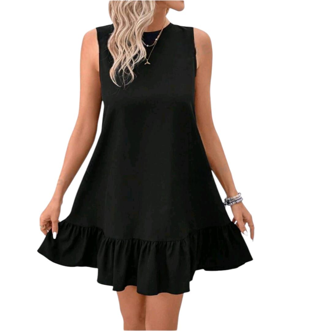 Ruffle Hem Sleeveless Dress - Melon