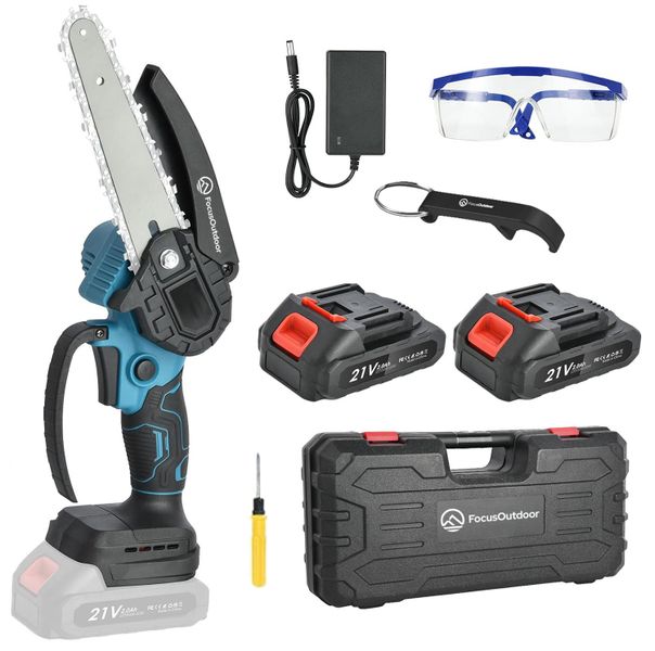 FocusOutdoor Mini Cordless Chainsaw 6-Inch with 2 Rechargeable Batteries
