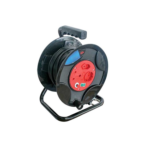 Plastic/Steel Extension Reel 1x16A + Schuko + 1xEuro 30M (1.5mm)