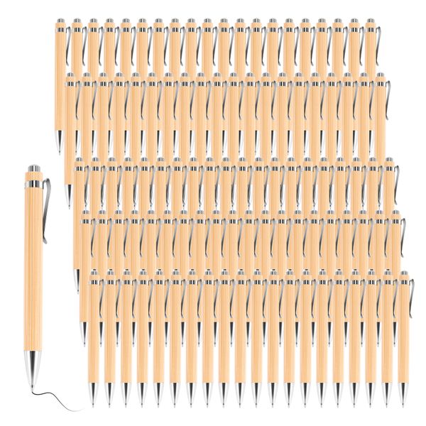 100 Pcs/Lot Bamboo Ballpoint Pen Office &amp; School Supplies -Black Ink