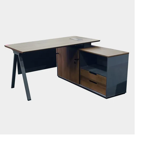 Modern L- shaped office desk with storage drawers