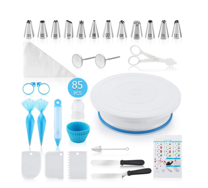 85 PieceCake Decoration Tools with a Non Slip Base Cake Turntable
