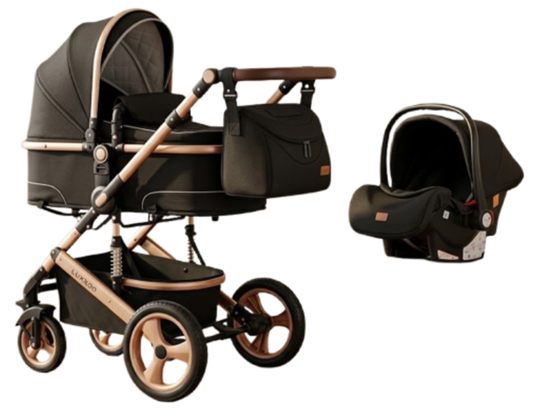 Luxmom Baby Stroller 3-in-1 Portable Baby Carriage 530s-Black