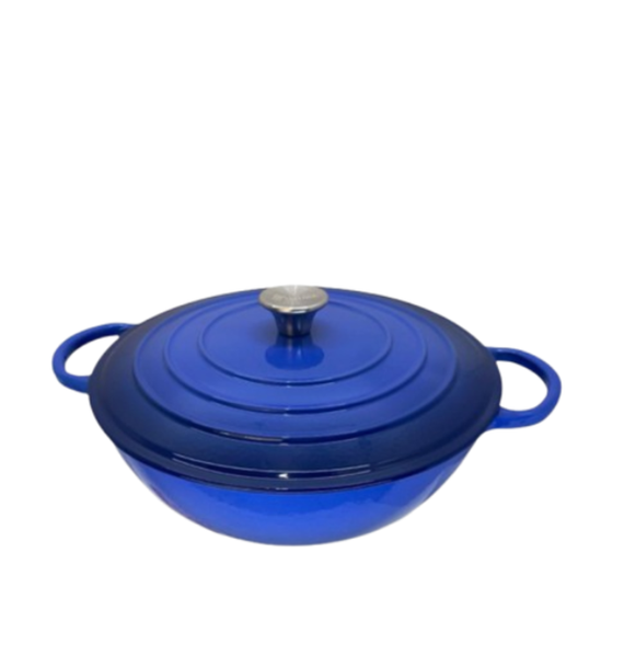 Blue Enamel Mommy Pot with Lid - Durable Everyday Cooking Essential