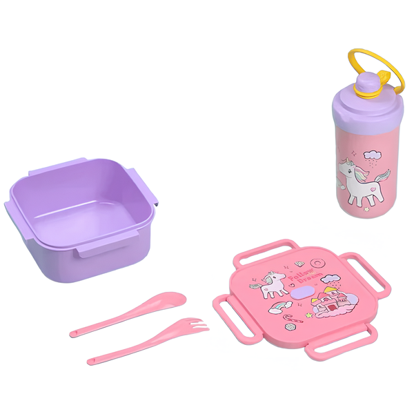 Kids' Lunch Box &amp; Water Bottle Set with Spoon &amp; Fork