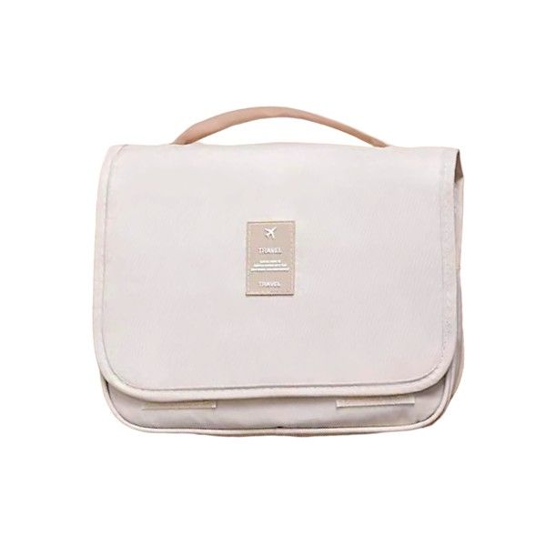 Letter Graphic Design - Hanging Makeup Bag - Waterproof - Beige