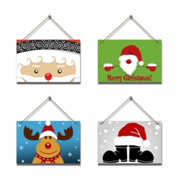 Christmas Wall Hanging Pictures - Cute Christmas Characters (4 piece )