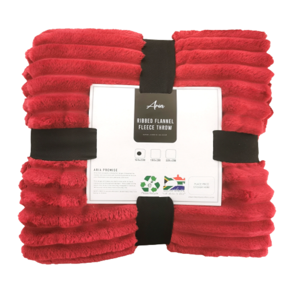 Ribbed Flannel Fleece Throw - 220x200cm