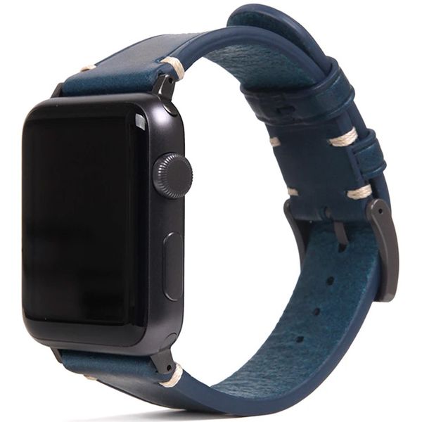 SLG D7 Italian Buttero Leather Strap For Apple Watch 42/44mm - Blue