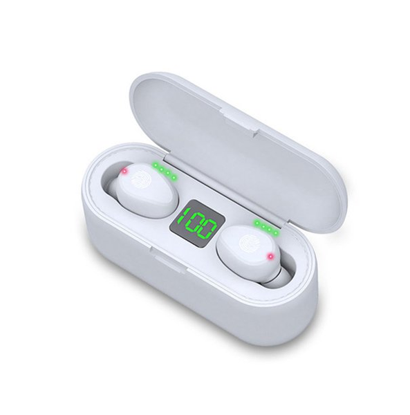 Wireless Bluetooth Earphones With Charging Power Bank White