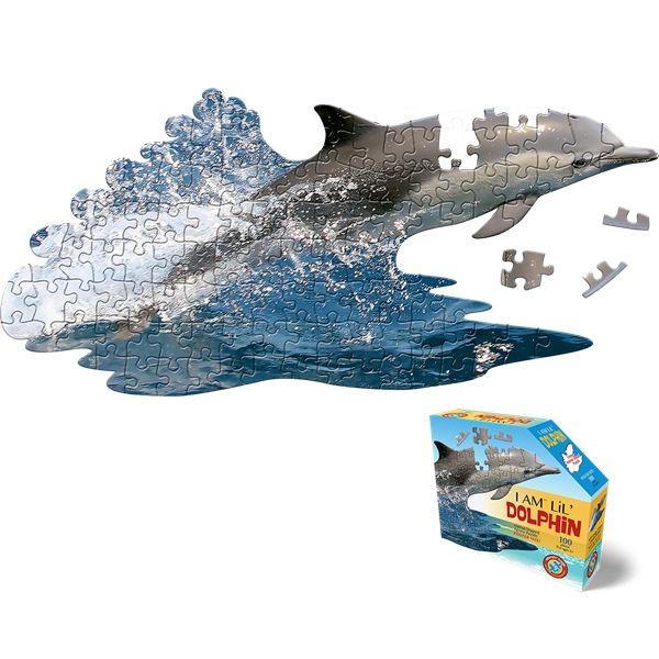 I am Lil Dolphin Animal Shaped Jigsaw Puzzle by Madd Capp - 100 Pieces