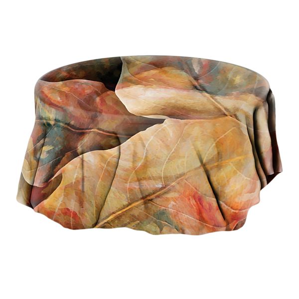 Brown Autumn Leaves Round Tablecloth