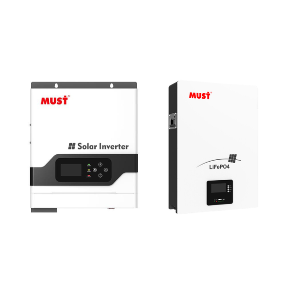 3kW Must Hybrid Inverter &amp; 2.56kWh Must Lithium Ion Battery (100Ah)