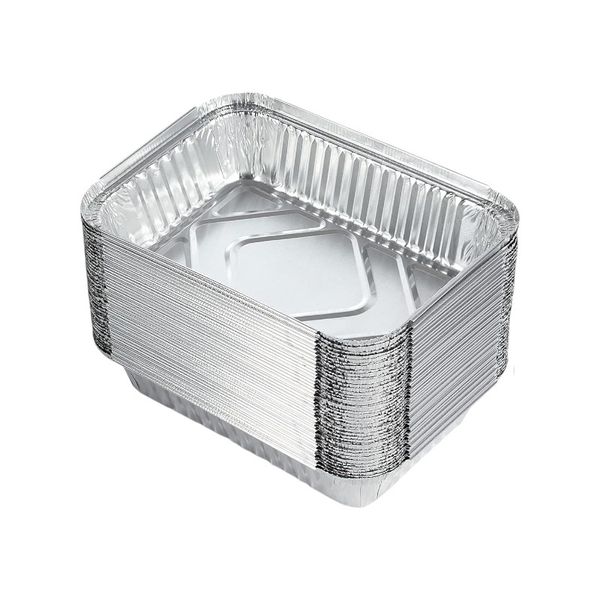 Rectangular Aluminum Foil Food Containers - Silver 600ml 50 Pieces