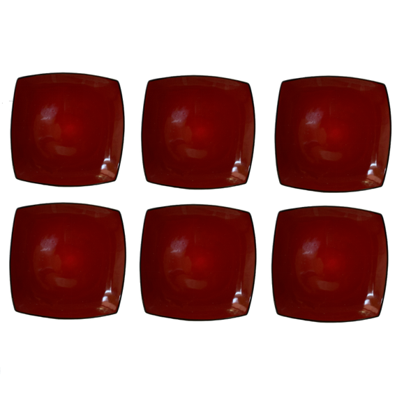 Plate 26.5x26.5cm 6Pc Square Reactive Assorted Colours - Kitchen Essentials