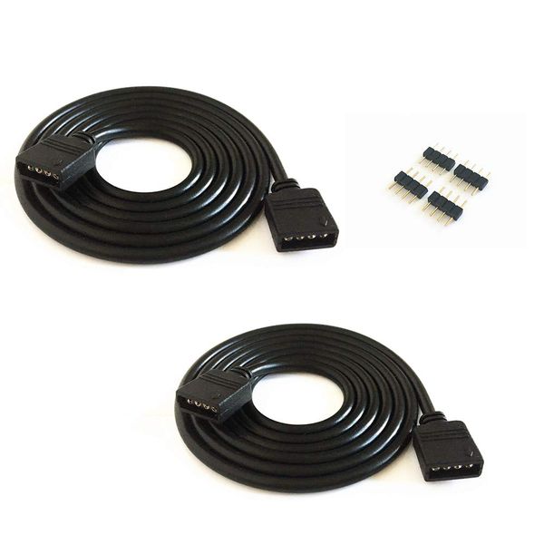 2 Pack RGB Extension Cable LED Connector 4 Pin For 5050 3528 LED Strip