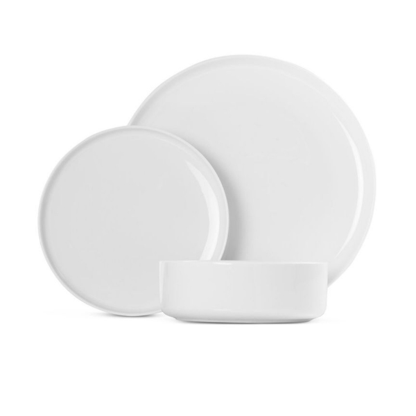 12 Piece WHite Ceramic Dinnerware Set