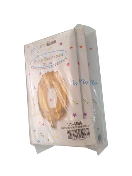 12 Inch Airfill Gold Foil Balloon Number Bundle 0-9