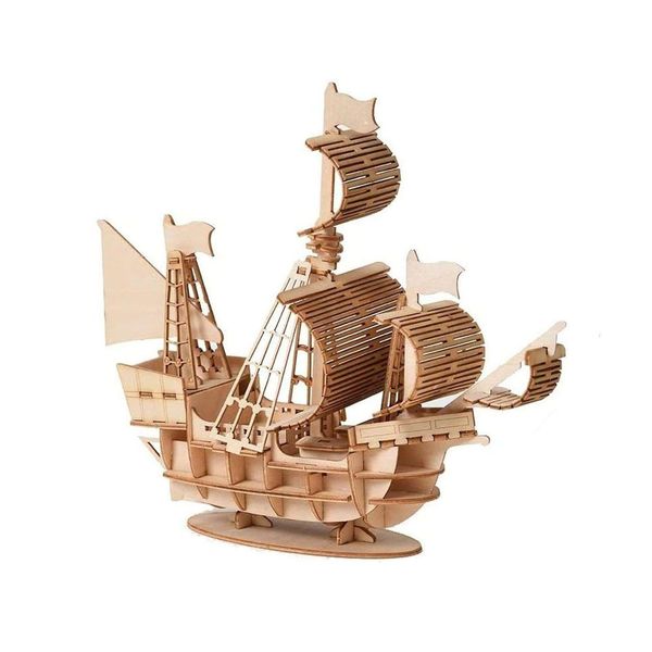 3D Wooden Puzzles Pirate Ship Model Kit DIY Educational Desk Toys