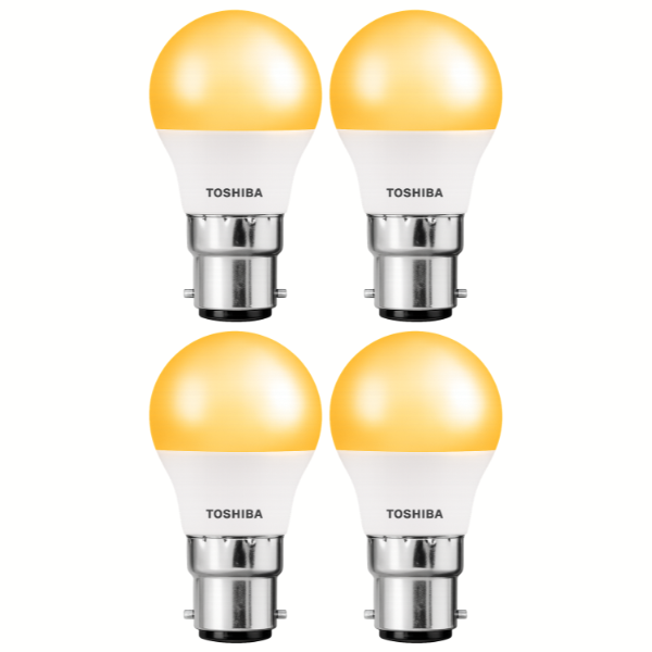 TOSHIBA B22 G45 Golfball LED Light Bulb 3W Warm White 3000K - 4 Pack