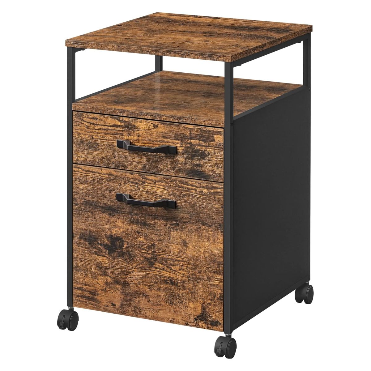 Rolling File Cabinet 2 Drawer Office Storage with Open Shelf Shop
